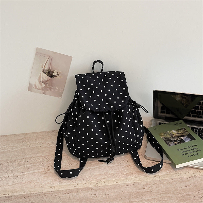 Casual Drawstring Polka Dot Backpack LoungeYard — product view 7