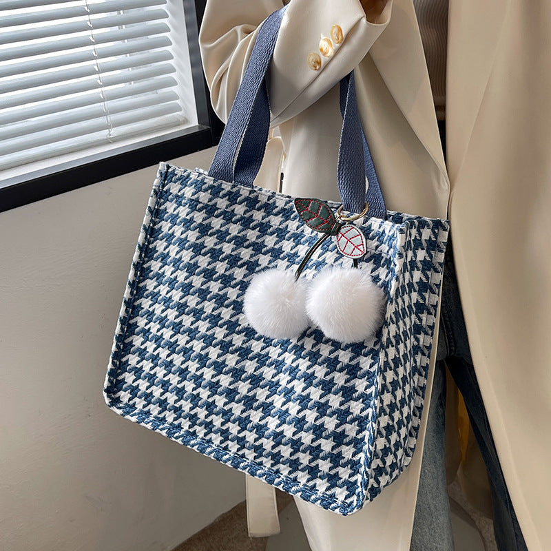 Charming Houndstooth Patterned Tote Bag — product view 6