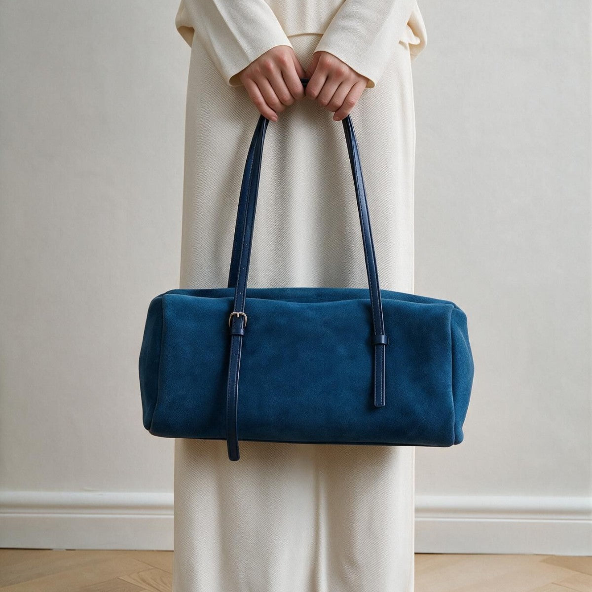 Long-Strap Suede Box Tote Bag — product view 1