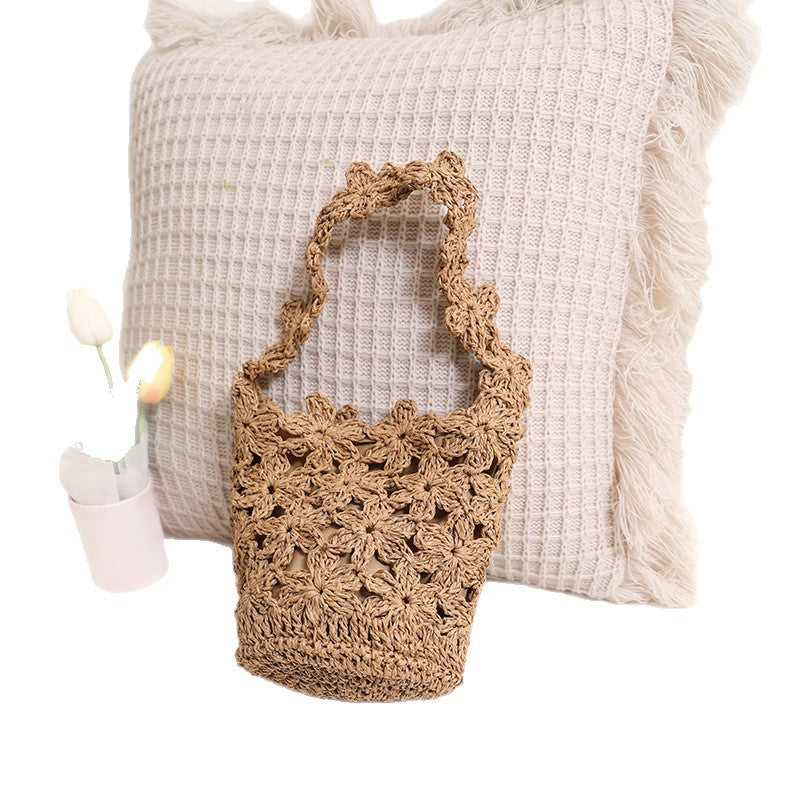 Handcrafted Macrame Bag In Floral Design LoungeYard — product view 5