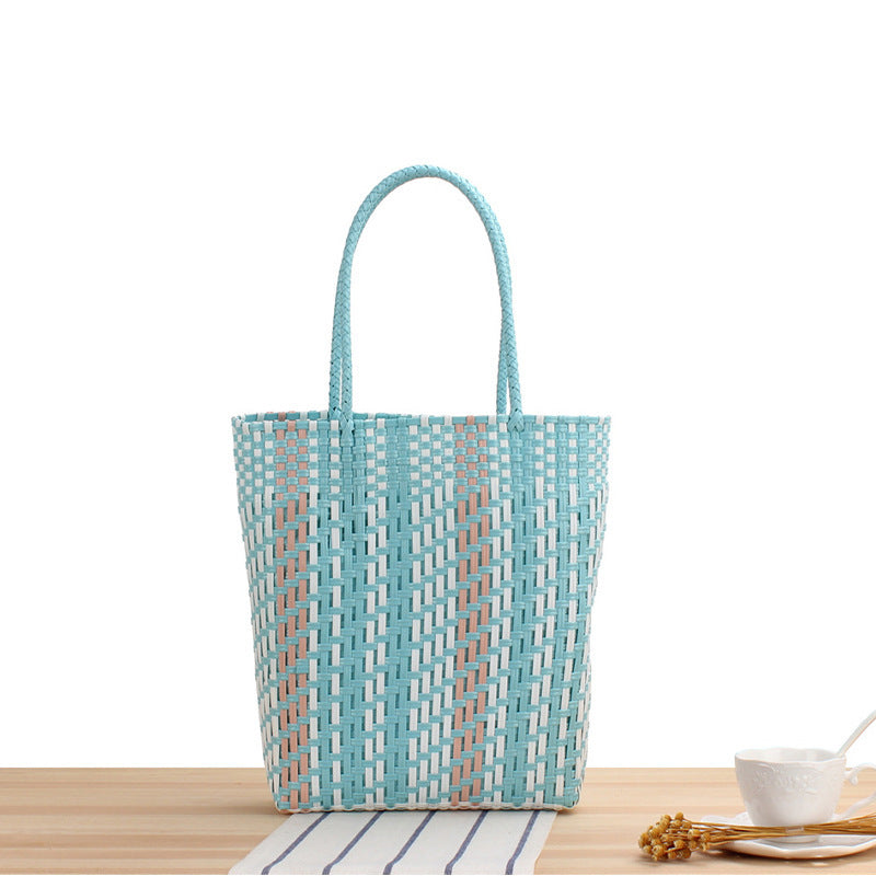 Braided Tote Bag with Geometric Design LoungeYard — product view 5