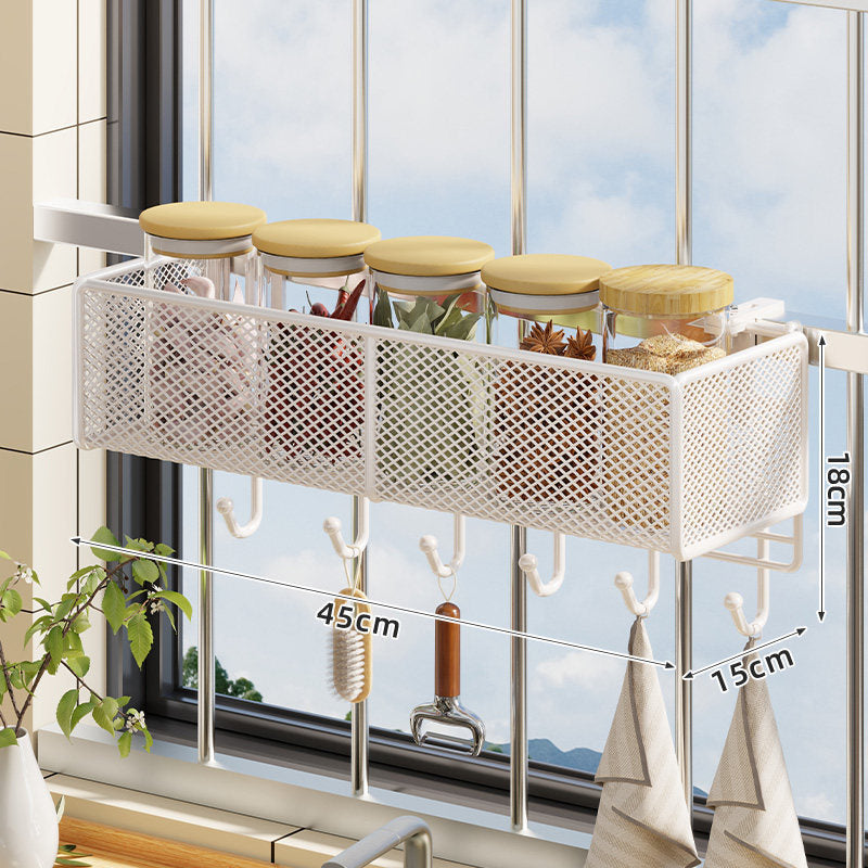 Window-Mounted Mesh Spice Rack and Bar Hanging Organizer — product view 5