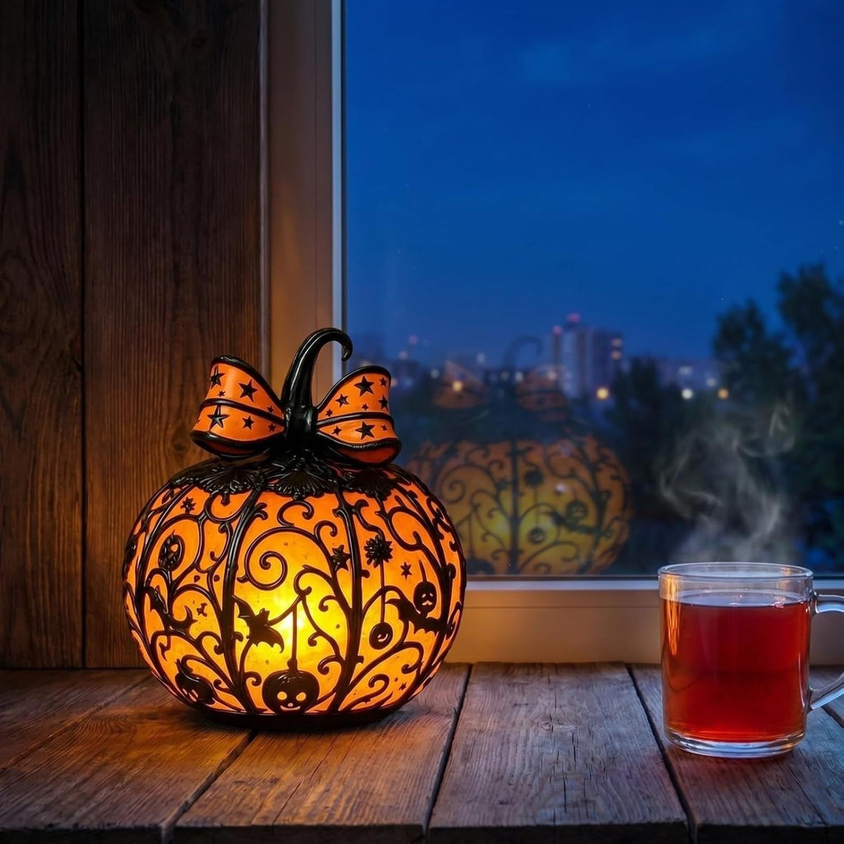Decorative Pumpkin Lantern Bowlift — product view 3
