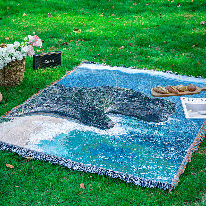 Landscape-Themed Woven Throw Blanket — product view 1
