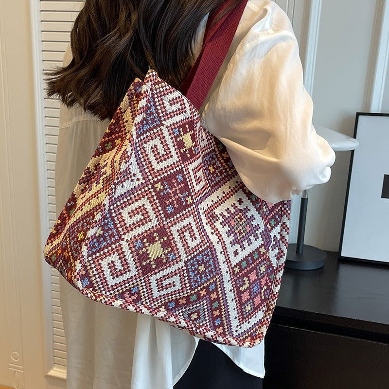 Handcrafted Geometric Patterned Tote Bag — product view 3
