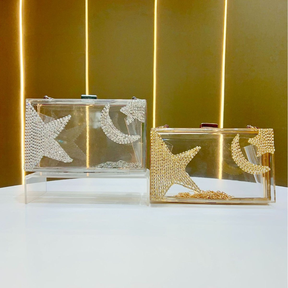 Glamorous Clear Rhinestone-Detail Clutch — product view 4