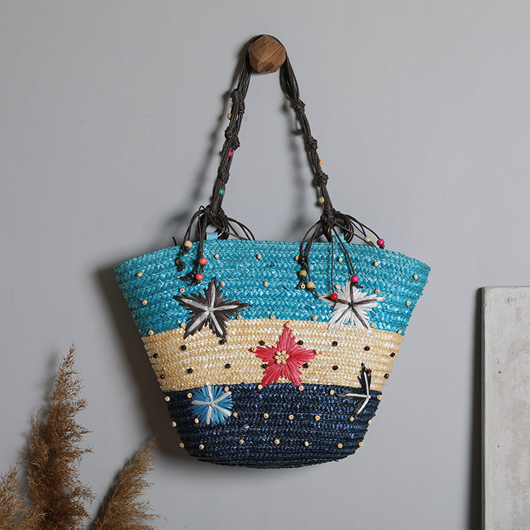 Beach bag with colorful flower pattern LoungeYard — product view 7