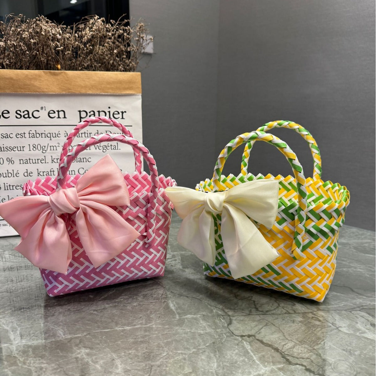 Handcrafted basket bag in stylish design LoungeYard — product view 1