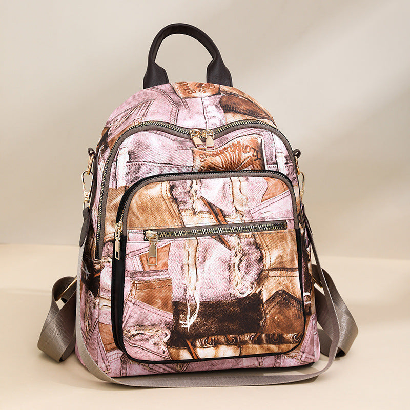 Stylish Denim Pattern Backpack LoungeYard — product view 2