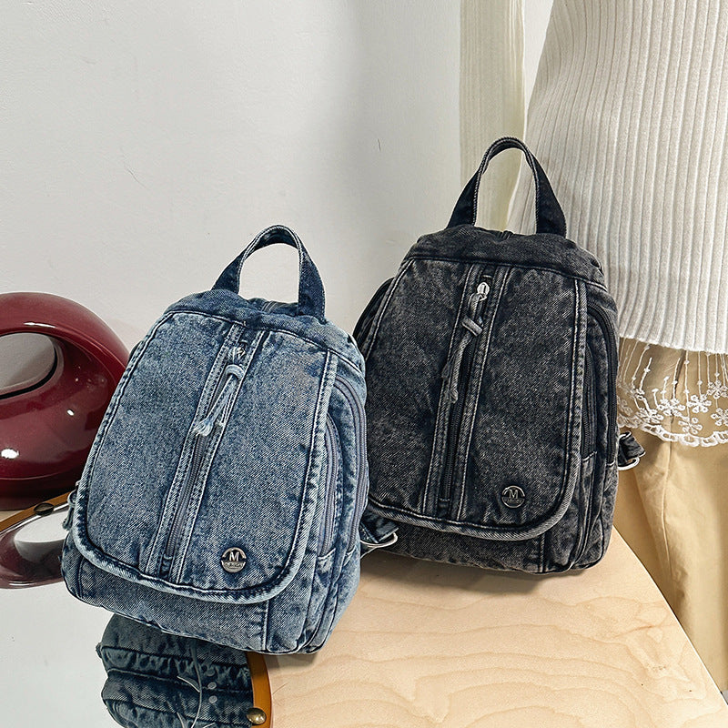 Compact Denim Sling Backpack LoungeYard — product view 4
