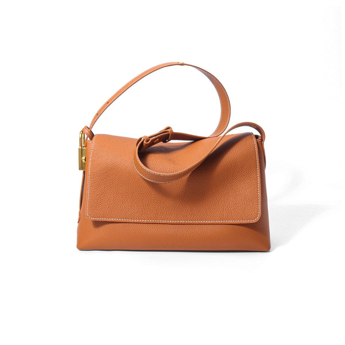 Pebbled Leather Structured Crossbody Satchel — product view 5