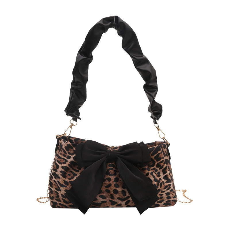 Leopard Print Bow Accent Handbag — product view 1