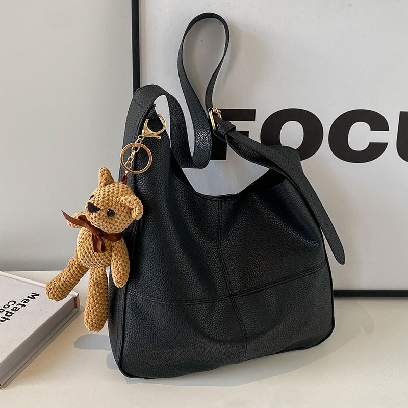 Leather Handbag with Teddy Charm — product view 4