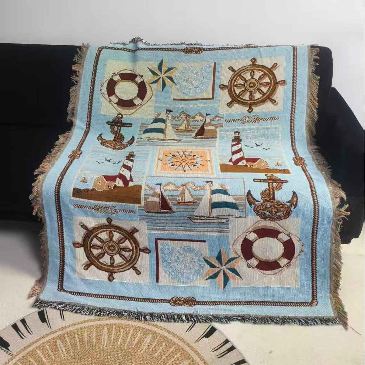 Dragon-Themed Woven Tapestry Throw Blanket — product view 2