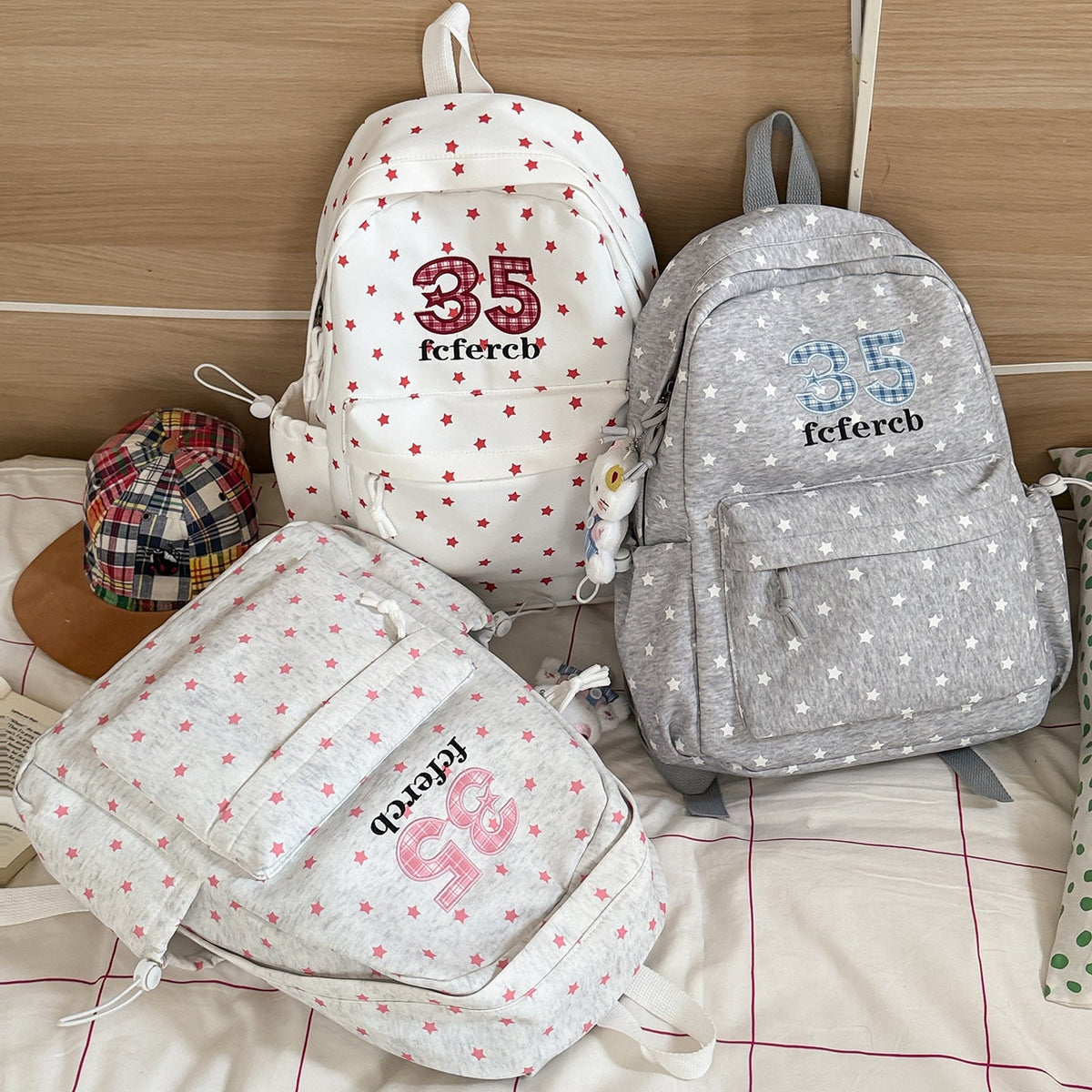Playful Star-Patterned School Backpack LoungeYard — product view 4