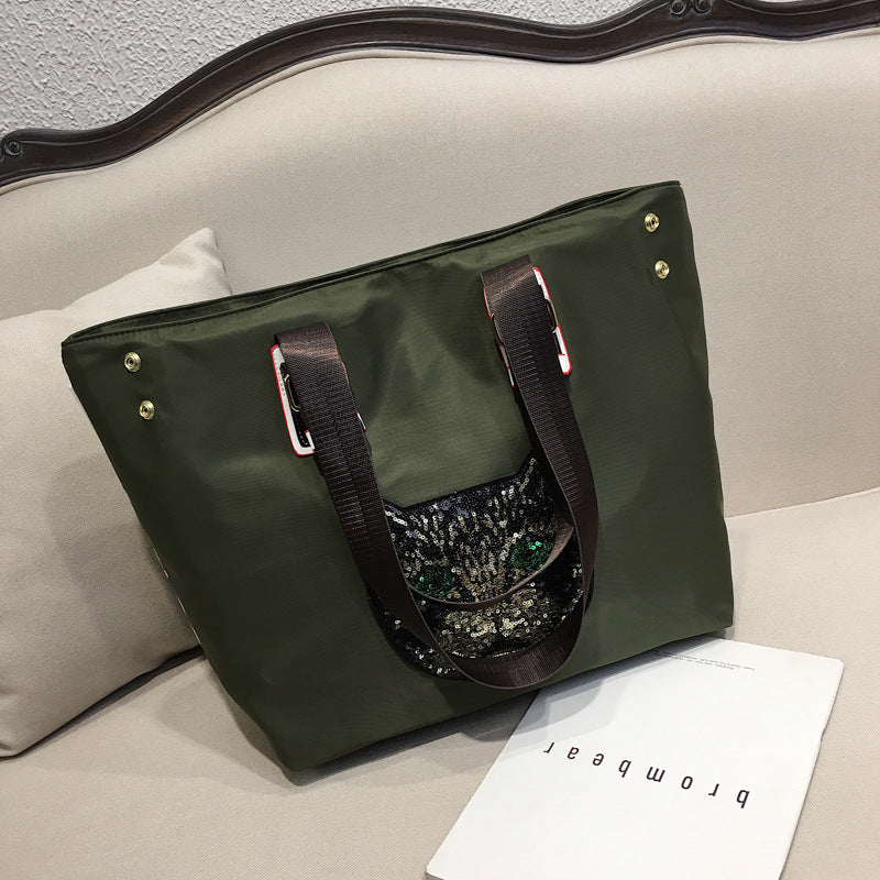 Stylish shoulder bag with unique cat motif LoungeYard — product view 6