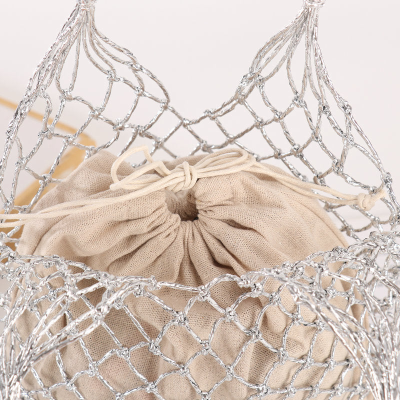 Multifunctional mesh tote bag with lining LoungeYard — product view 4