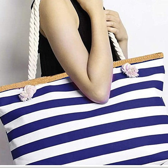Beach bag with maritime stripe design LoungeYard — product view 1