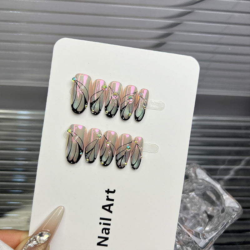Artistic Rhinestone-Embellished Press-On Nail Tips — product view 2