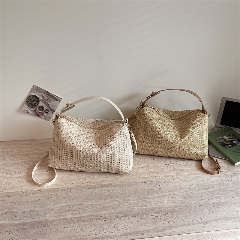 Elegant Straw Bag with Removable Shoulder Strap LoungeYard — product view 1