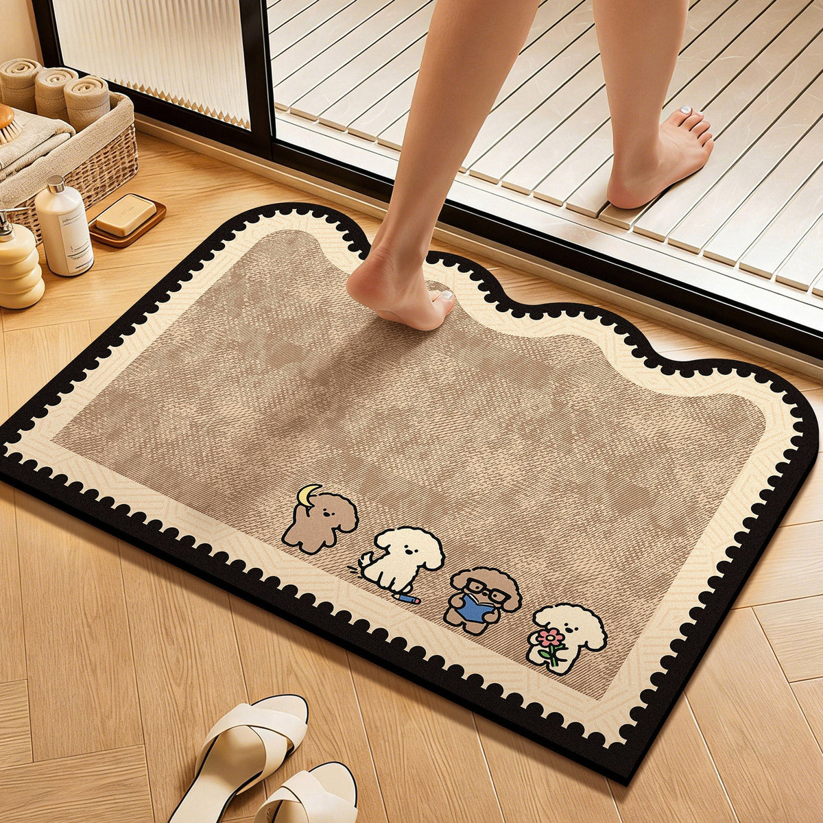 Playful Cartoon Animal-Themed Bath Mat — product view 7