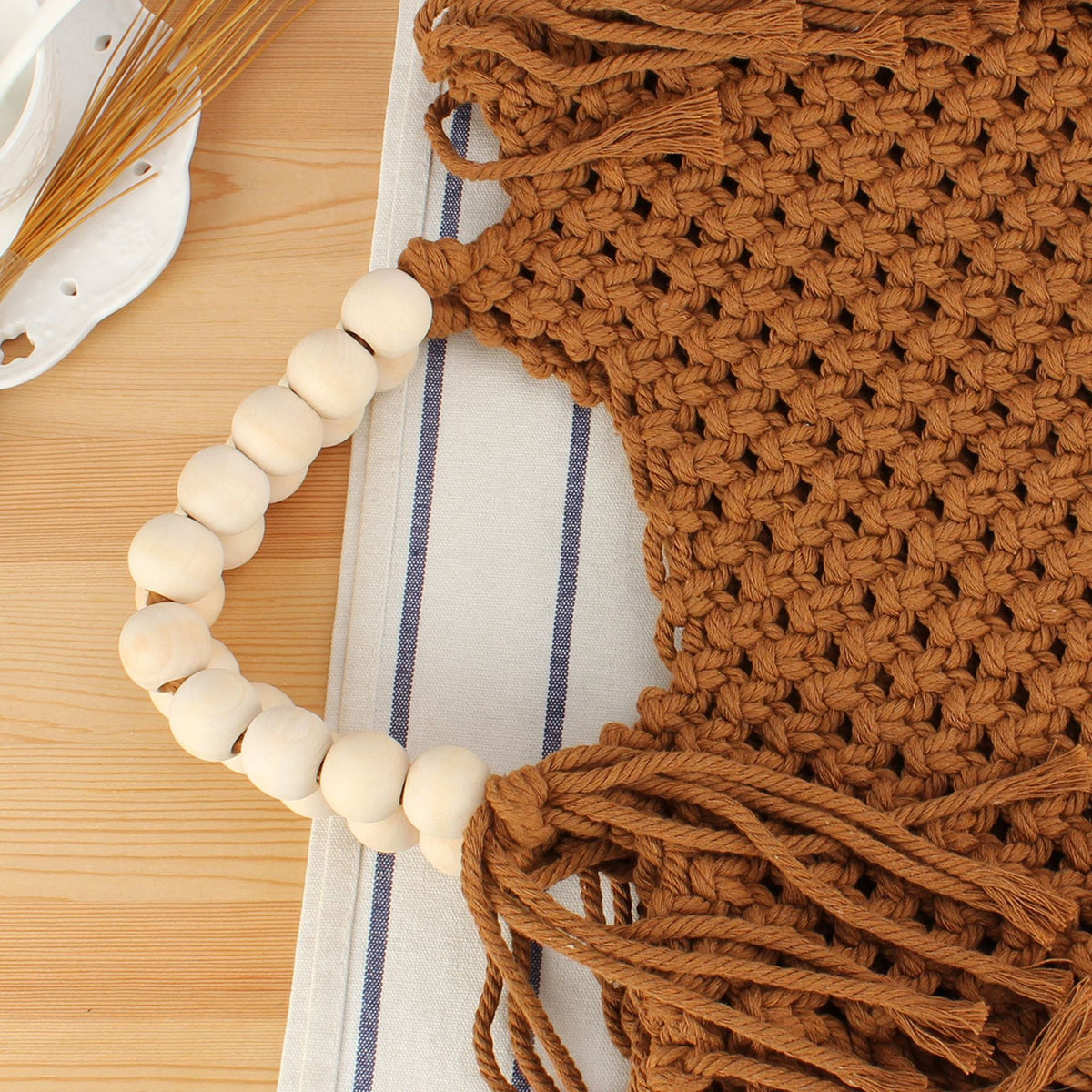 Creative crochet handbag with decorative fringes LoungeYard — product view 4