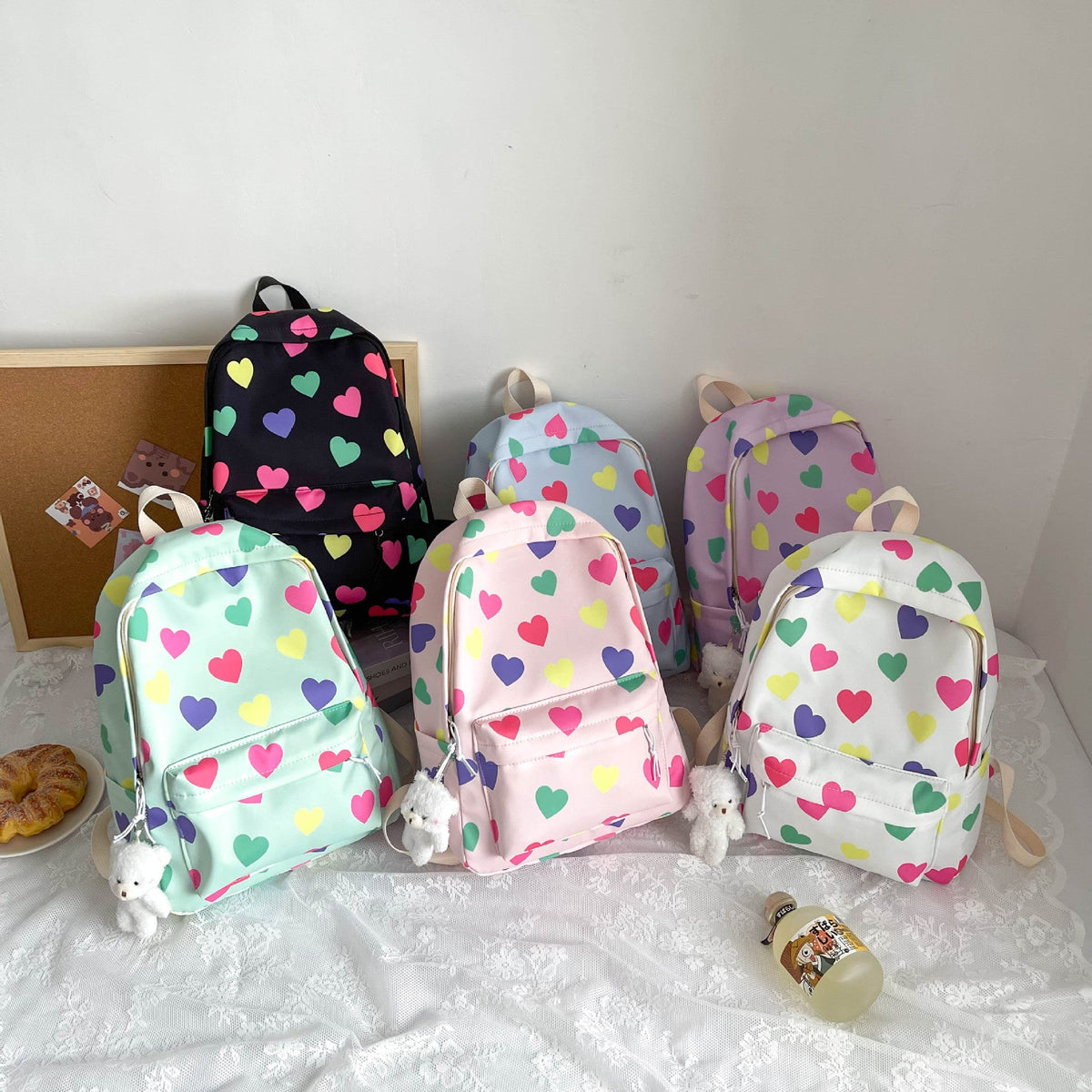 Heart-Patterned Casual Backpack LoungeYard — product view 1
