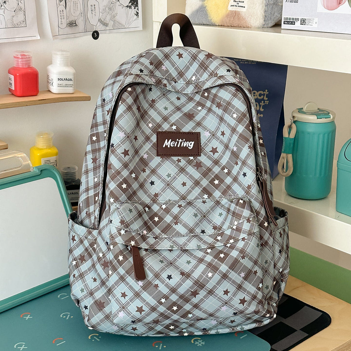 Plaid Pattern Casual Backpack LoungeYard — product view 7