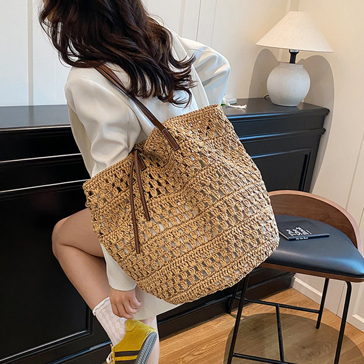 Handwoven Macrame Beach Bag LoungeYard — product view 2