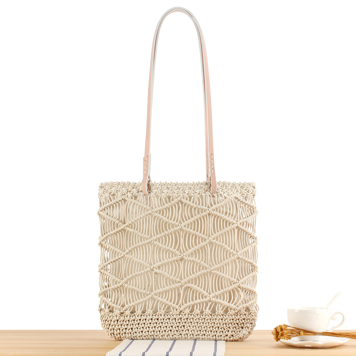 Macramé Tote Bag with Elegant Details LoungeYard — product view 5