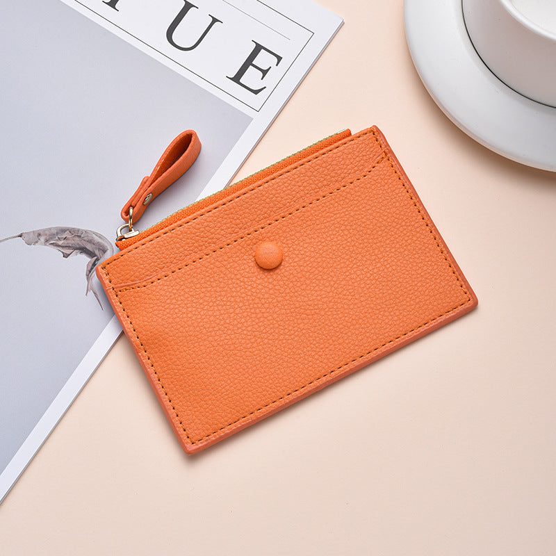 Textured Leather Zippered Card Holder LoungeYard — product view 3