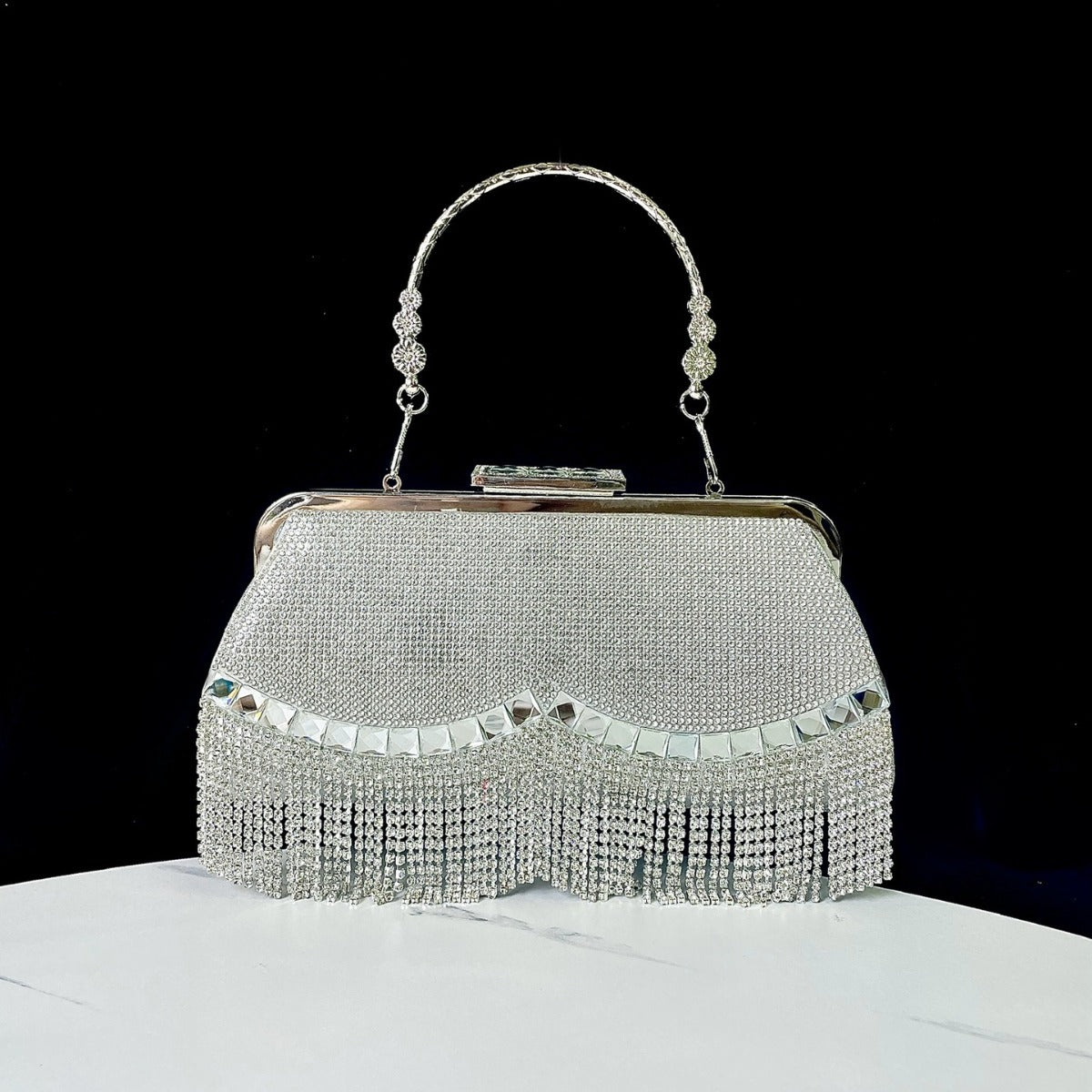 Rhinestone Fringed Evening Clutch — product view 1