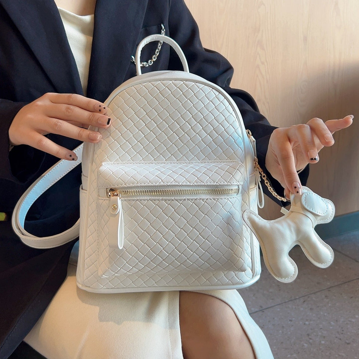 Woven Leather Mini Backpack LoungeYard — product view 7