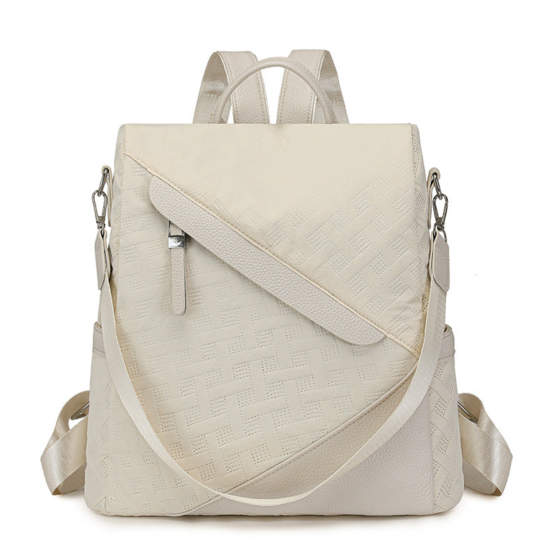 Elegant Textured Leather Backpack LoungeYard — product view 5