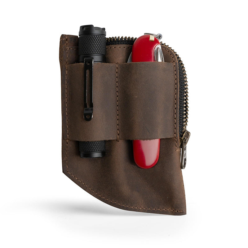 Compact Zippered Leather Cardholder Wallet LoungeYard — product view 1