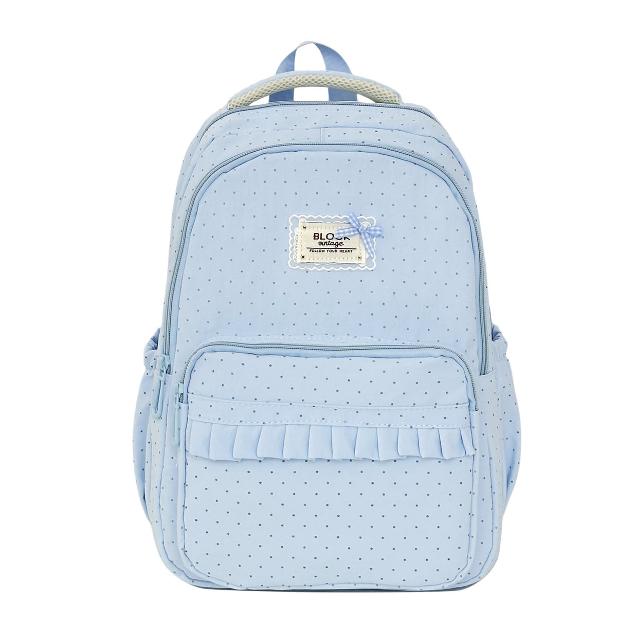 Polka Dot Patterned Backpack with Ruffle Accents LoungeYard — product view 5