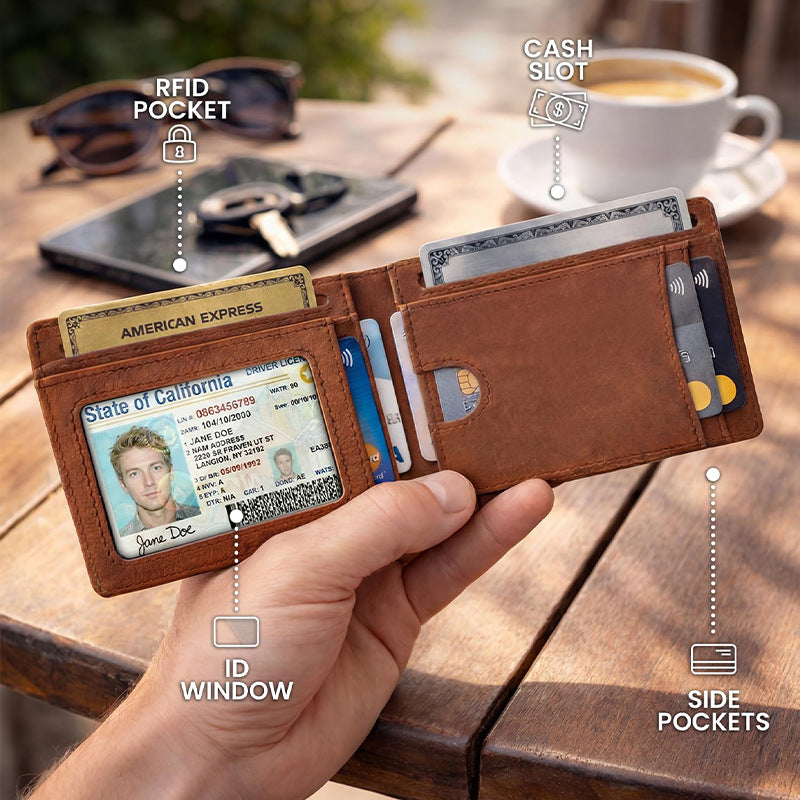 Premium Leather Wallet with AirTag Holder LoungeYard — product view 4