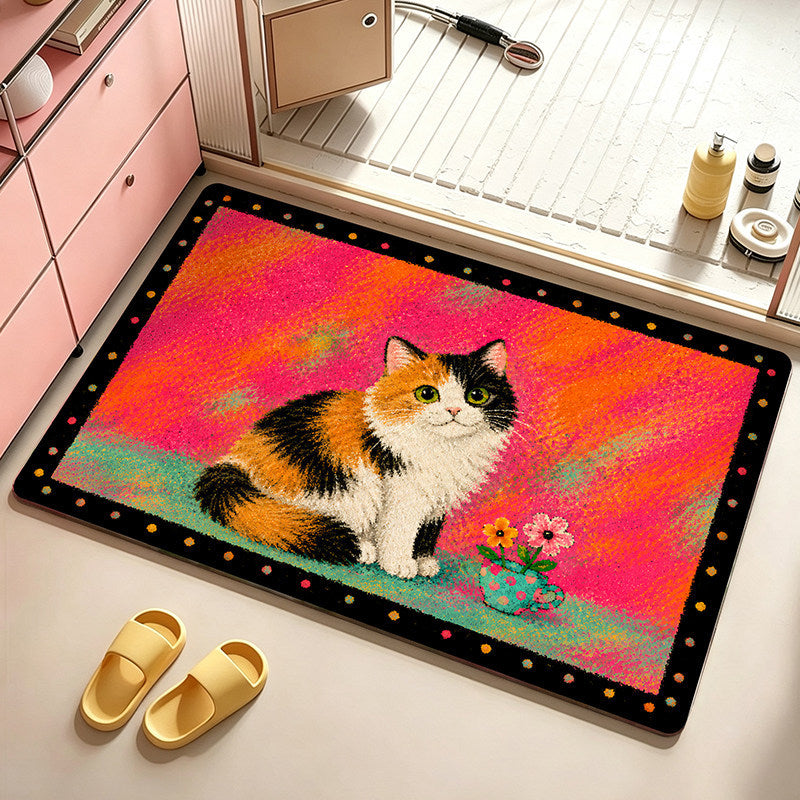 Artistic Cat-Themed Bath Mat — product view 3