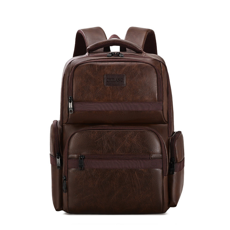 Stylish Multi-Pocket Leather Backpack — product view 1