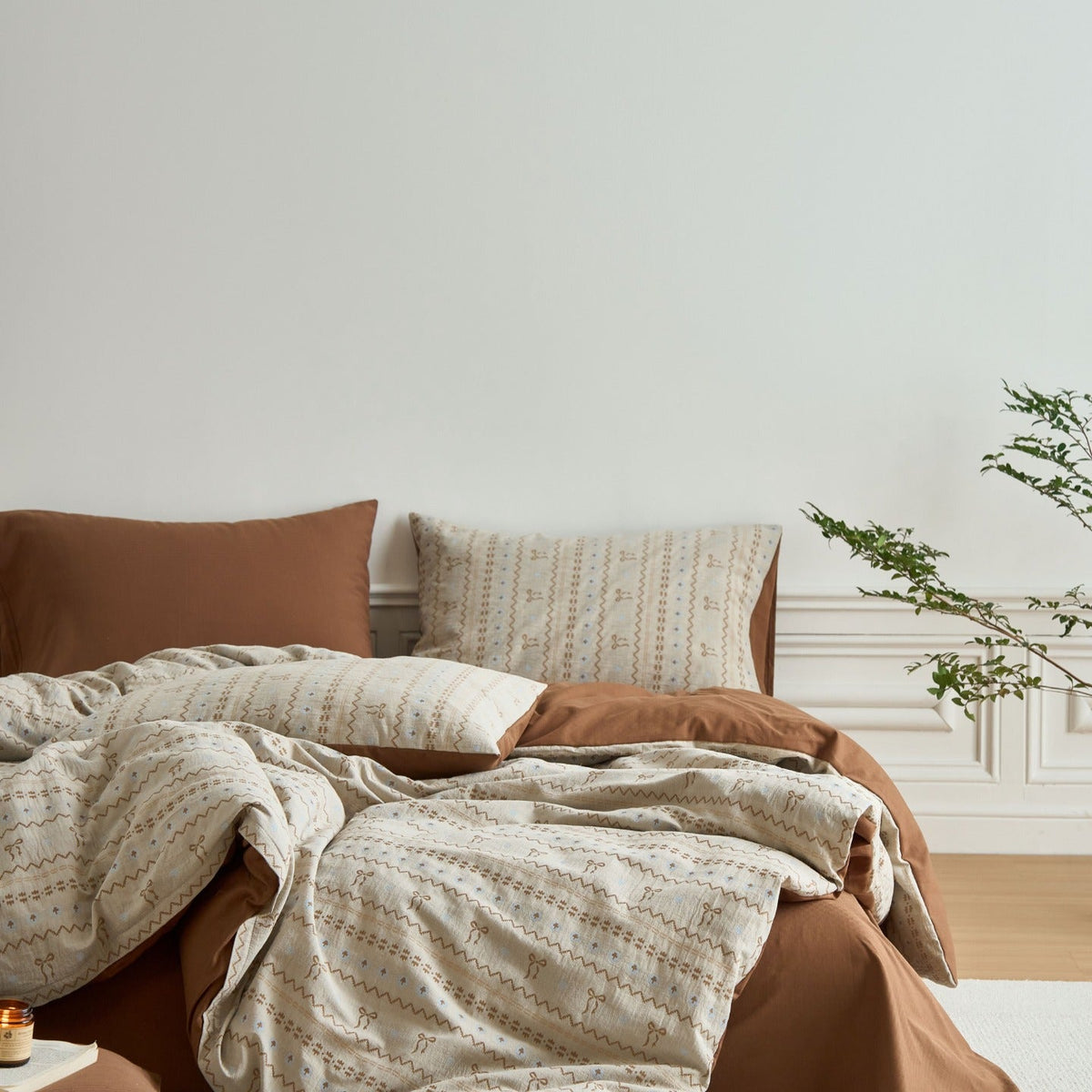 Bedding set made of cotton percale with fine ornamental print — product view 1