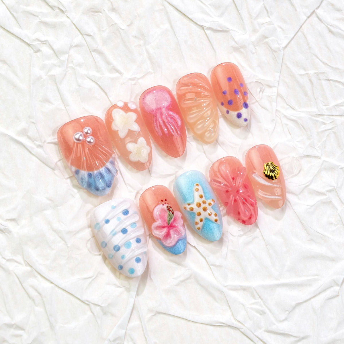 Ocean-Inspired Decorative Press-On Nail Set — product view 2
