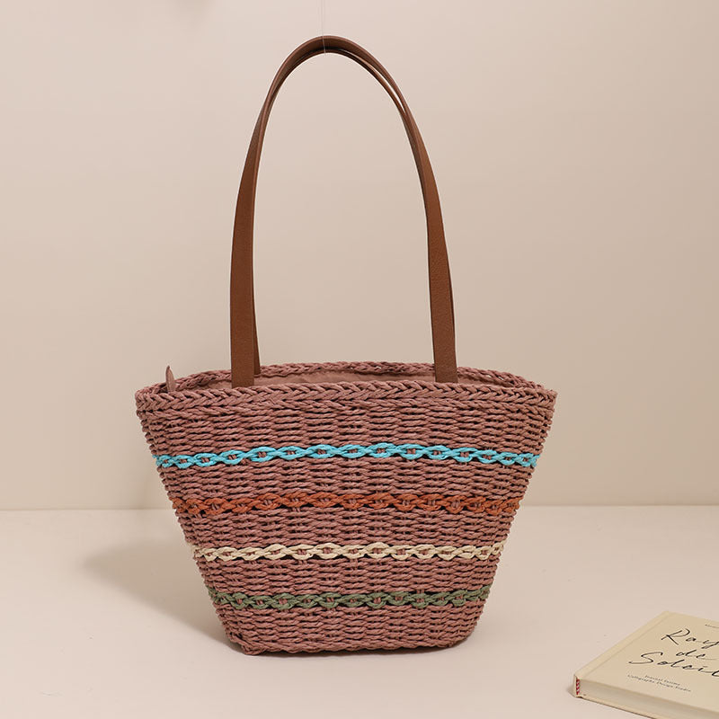 Trendy Straw Bag with Colorful Details LoungeYard — product view 6