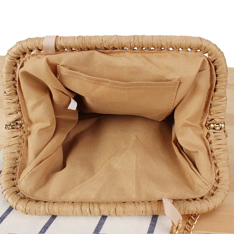Handbag with Elegant Woven Design and High-Quality Chain Decoration LoungeYard — product view 3