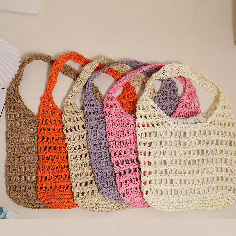 Trendy net tote bag with gathered design LoungeYard — product view 2