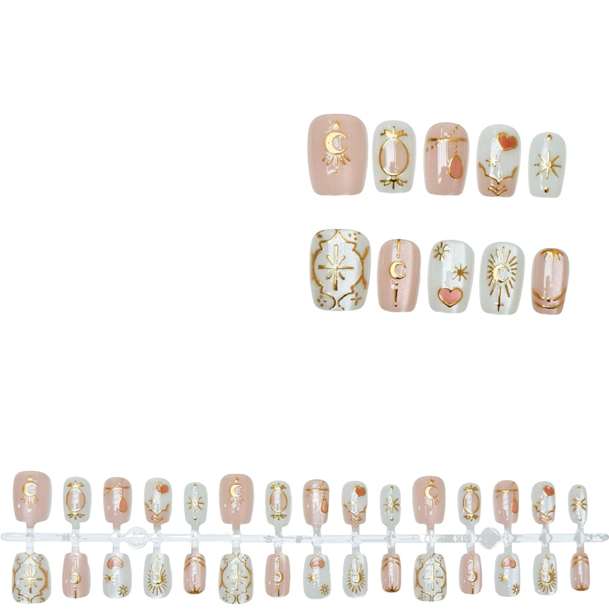 Artistic Press-On Nails Set with Celestial Designs — product view 3