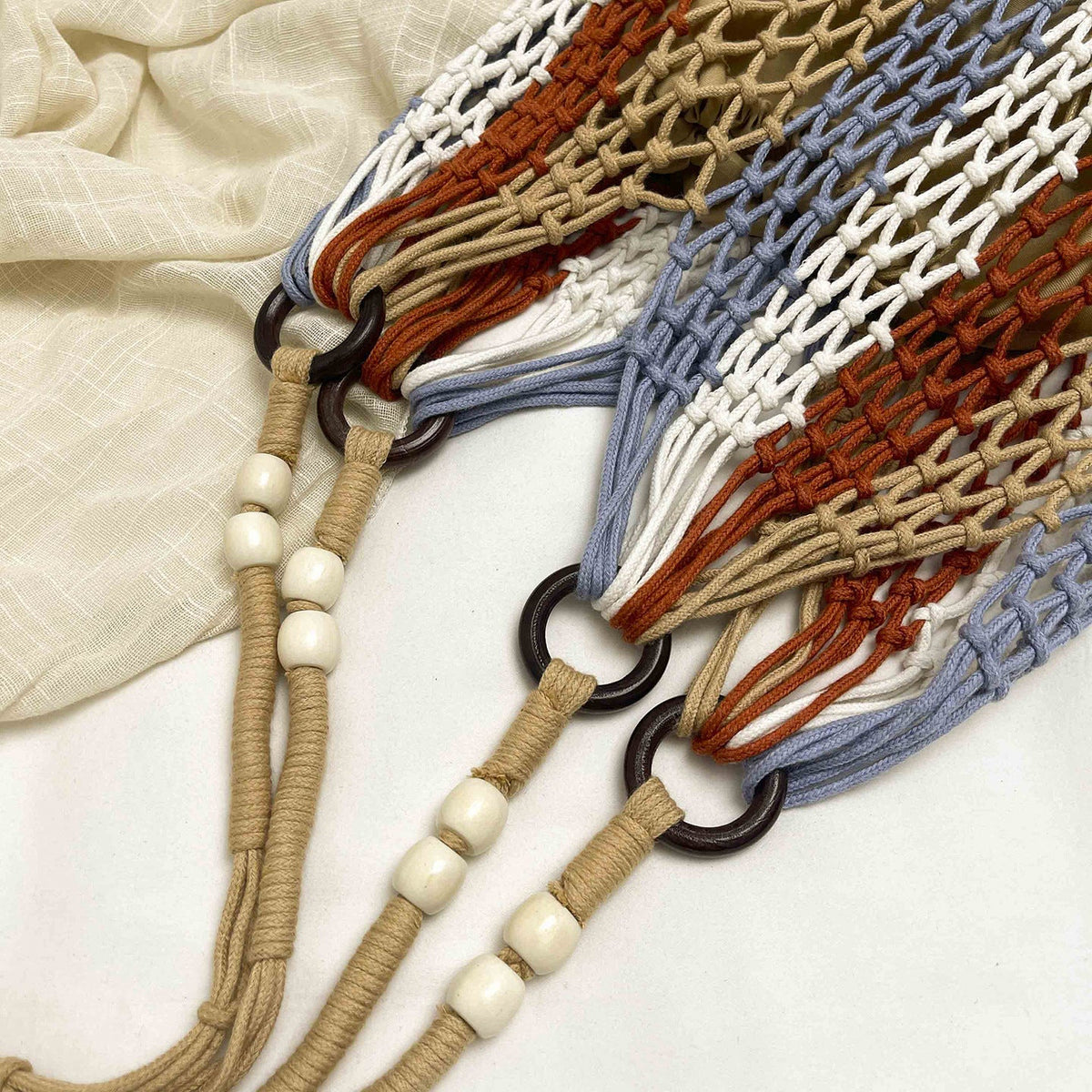 Macrame Tote Bag with Tassels LoungeYard — product view 4