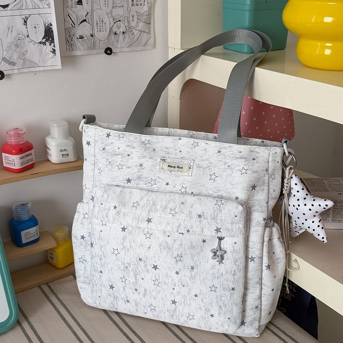 Star-Patterned Casual Tote Bag LoungeYard — product view 7