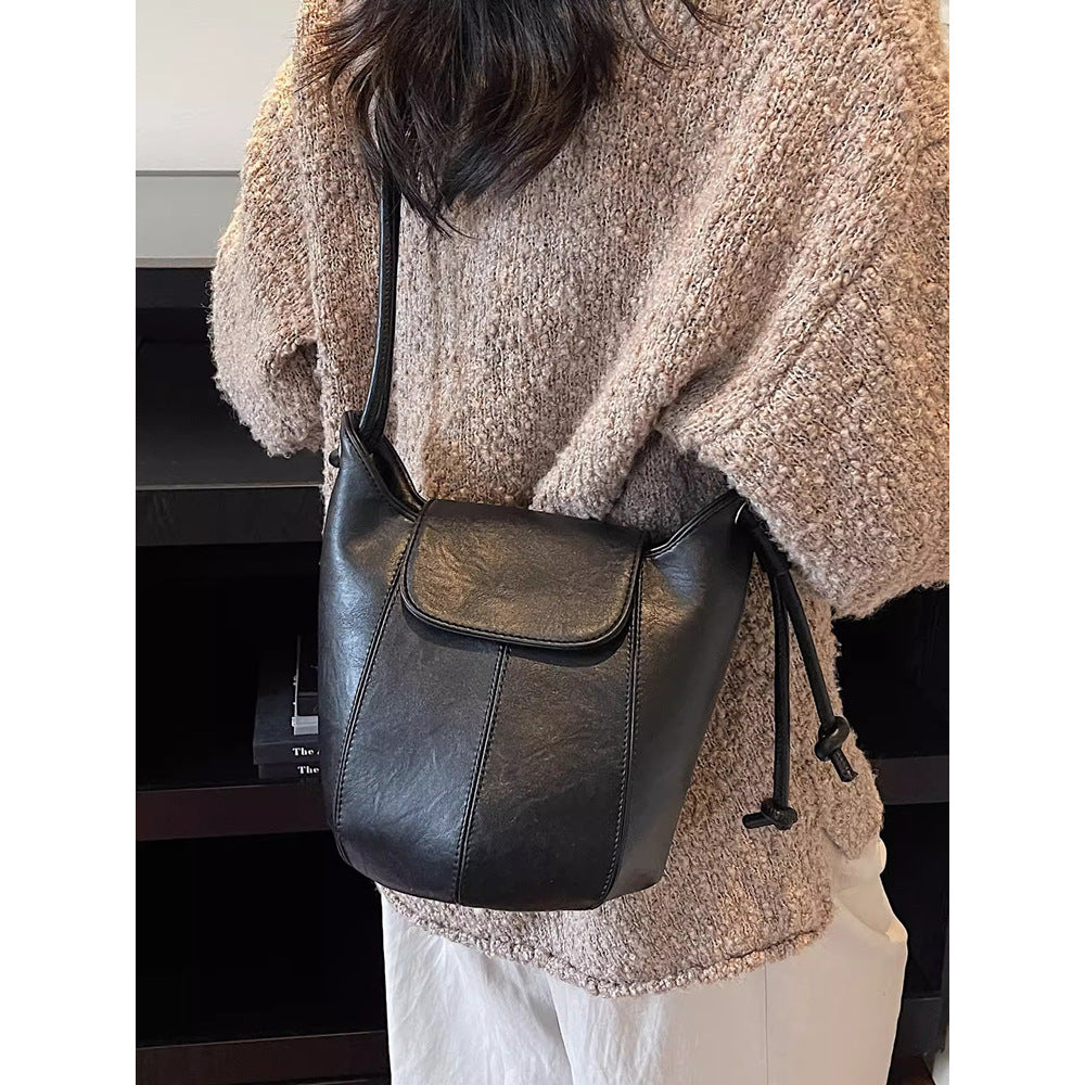 Vintage-Inspired Soft Leather Bucket Bag LoungeYard — product view 1