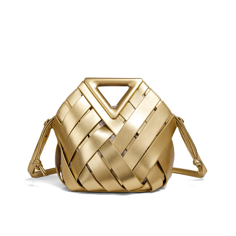 Handcrafted Woven Leather Shoulder Bag LoungeYard — product view 5