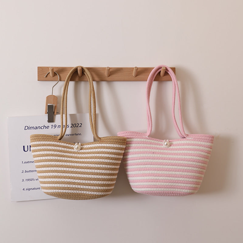 Trendy Basket Bag with Stylish Striped Pattern LoungeYard — product view 2